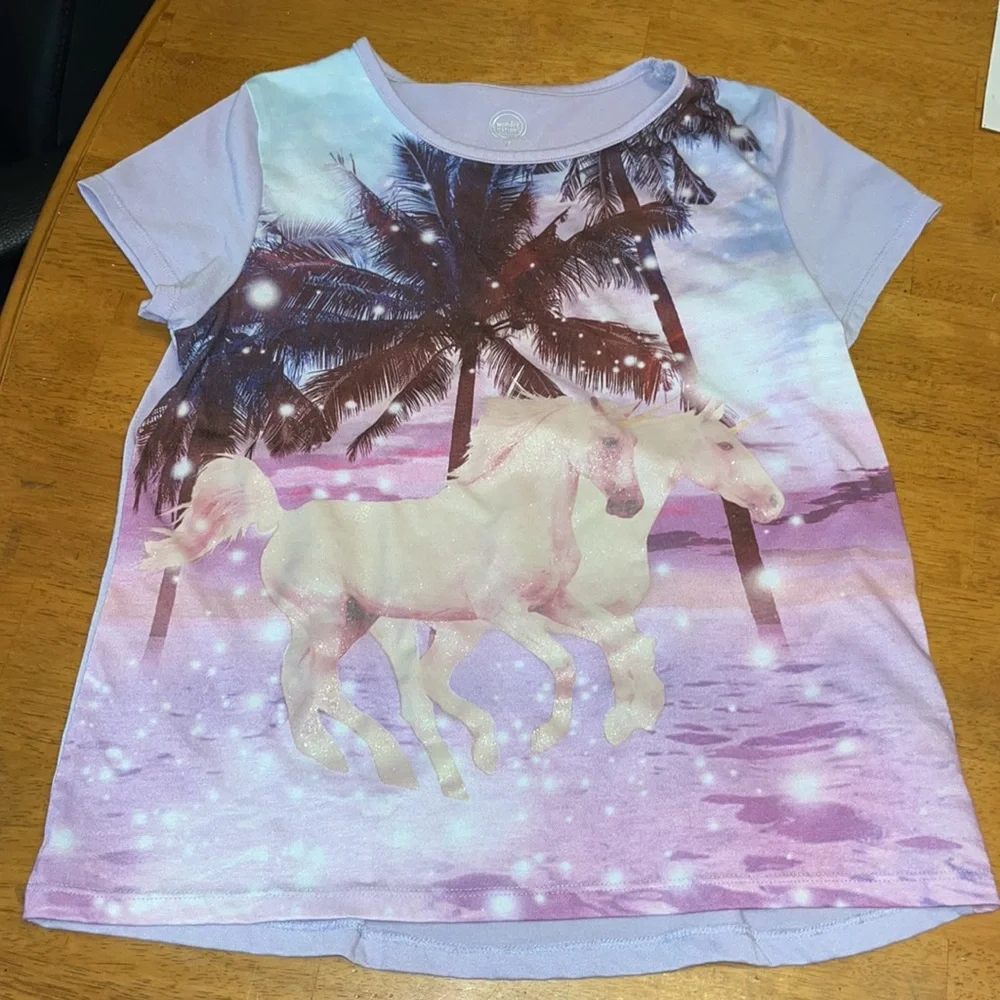 Pajama Set Top, Pants, Shorts Unicorn Purple Tones Wonder Nation Girls 18